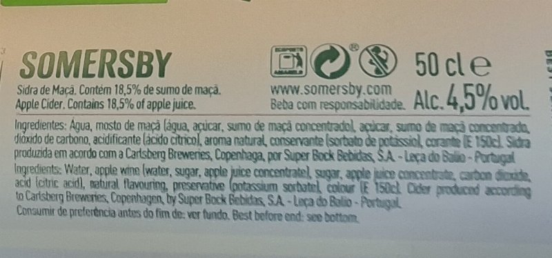 Foto da lista de ingredientes
