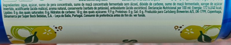 Foto da lista de ingredientes