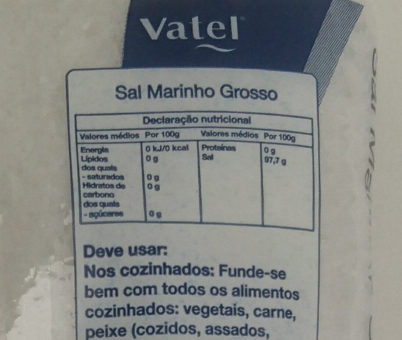 Foto da tabela nutricional