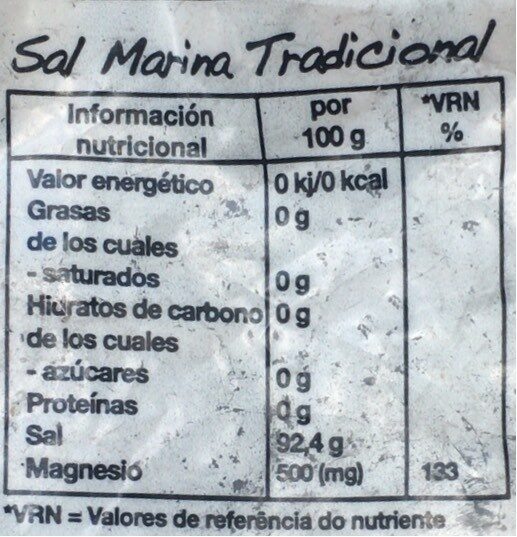 Foto da tabela nutricional