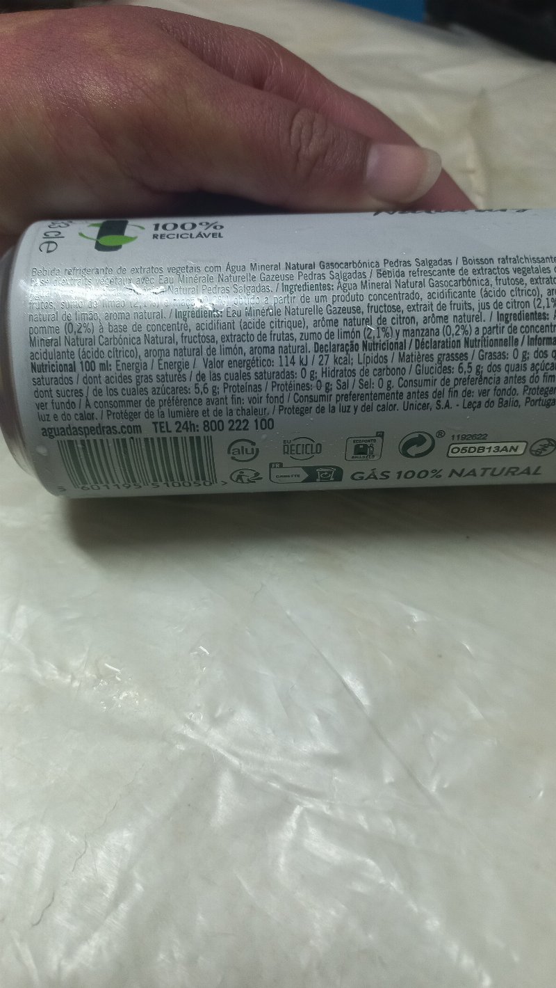 Foto da lista de ingredientes