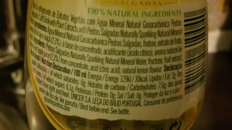Foto da tabela nutricional