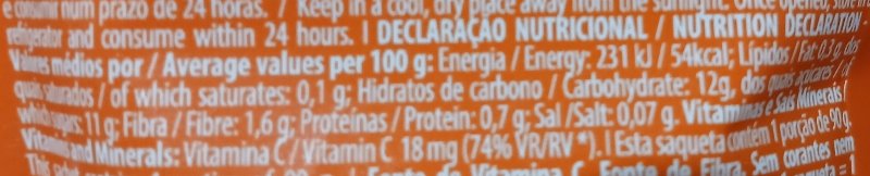 Foto da tabela nutricional