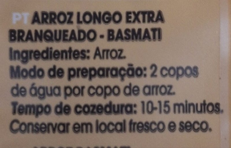 Foto da lista de ingredientes