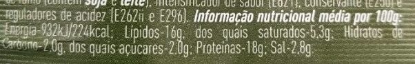 Foto da tabela nutricional