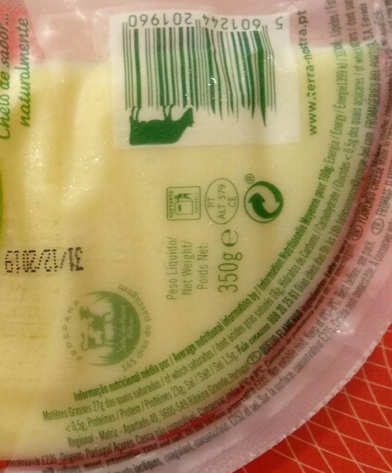Foto da lista de ingredientes
