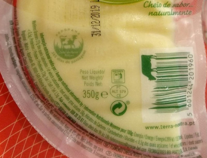 Foto da tabela nutricional