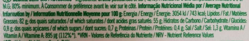 Foto da tabela nutricional