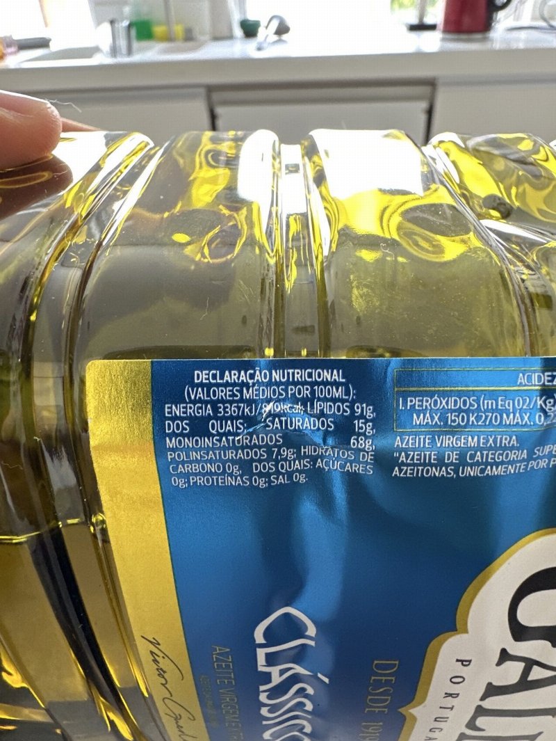 Foto da tabela nutricional