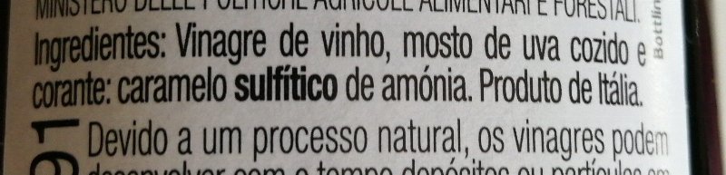 Foto da lista de ingredientes
