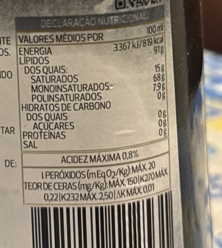 Foto da lista de ingredientes