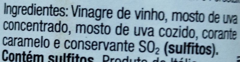 Foto da lista de ingredientes