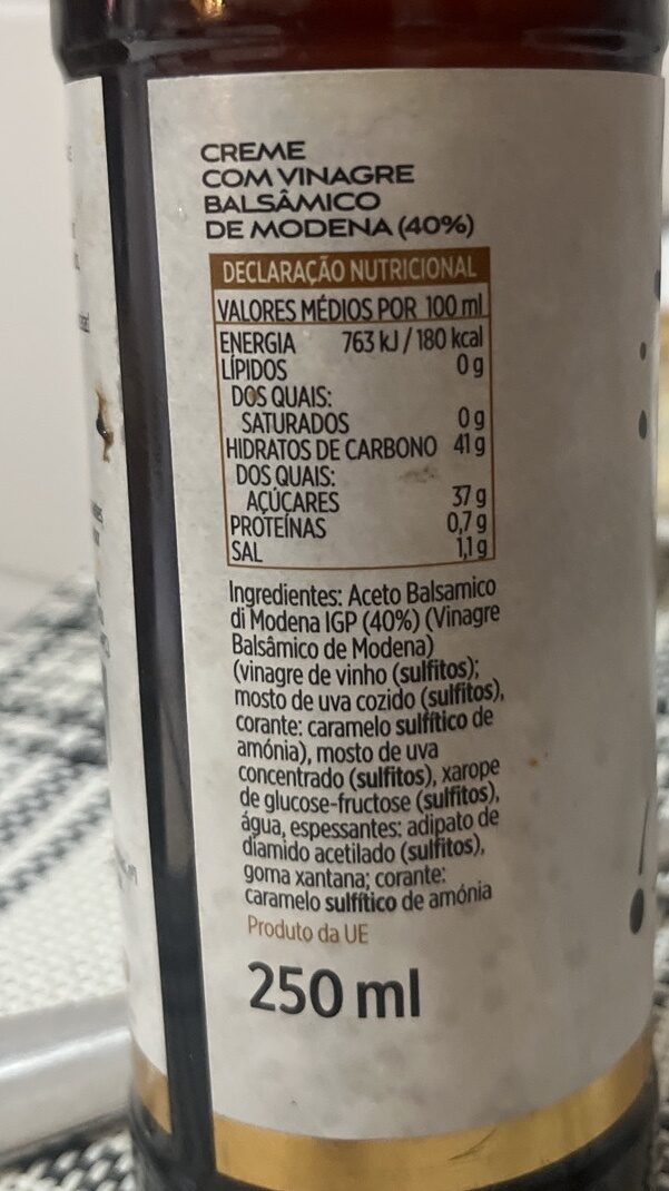 Foto da tabela nutricional