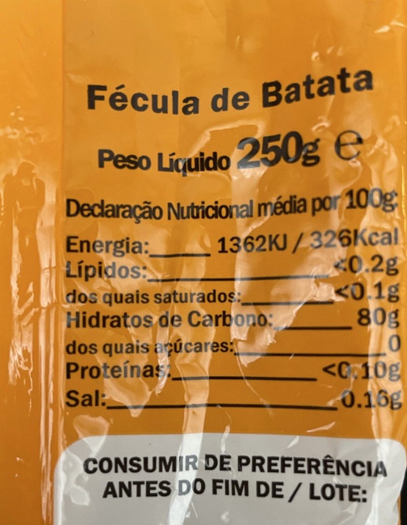 Foto da tabela nutricional