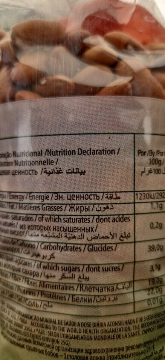 Foto da tabela nutricional