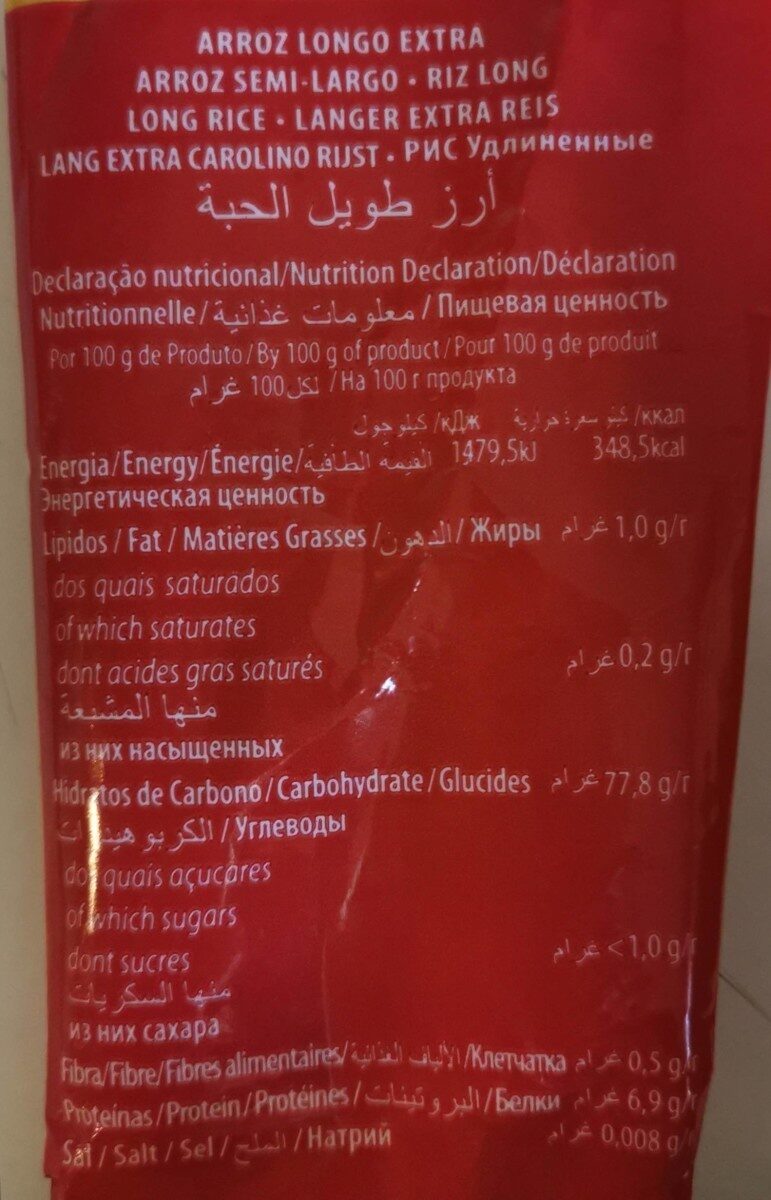 Foto da tabela nutricional