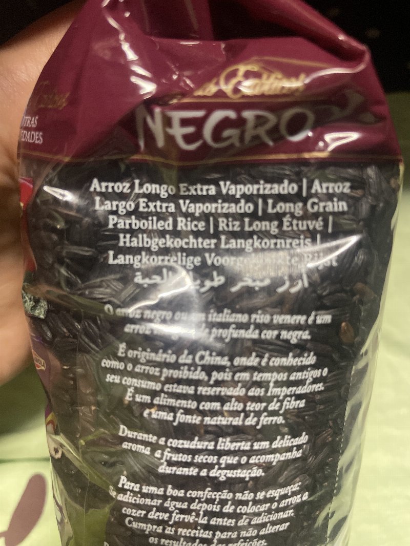 Foto da lista de ingredientes