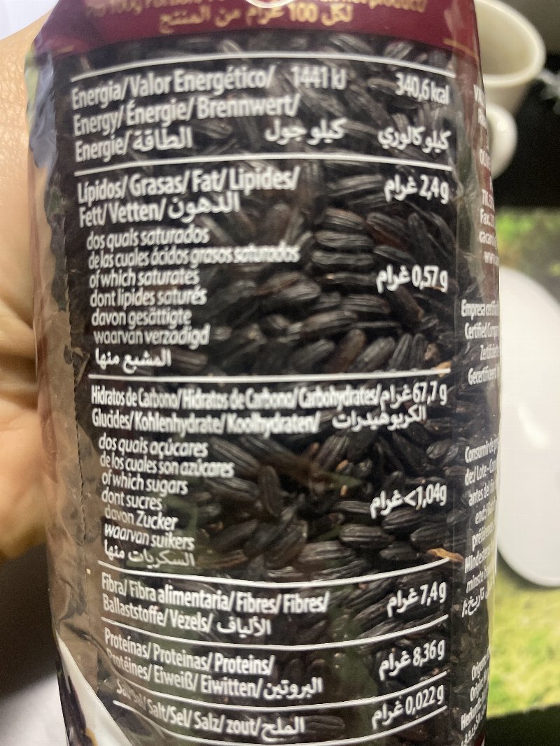 Foto da tabela nutricional