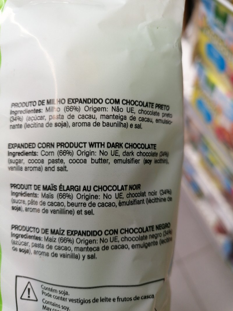 Foto da lista de ingredientes