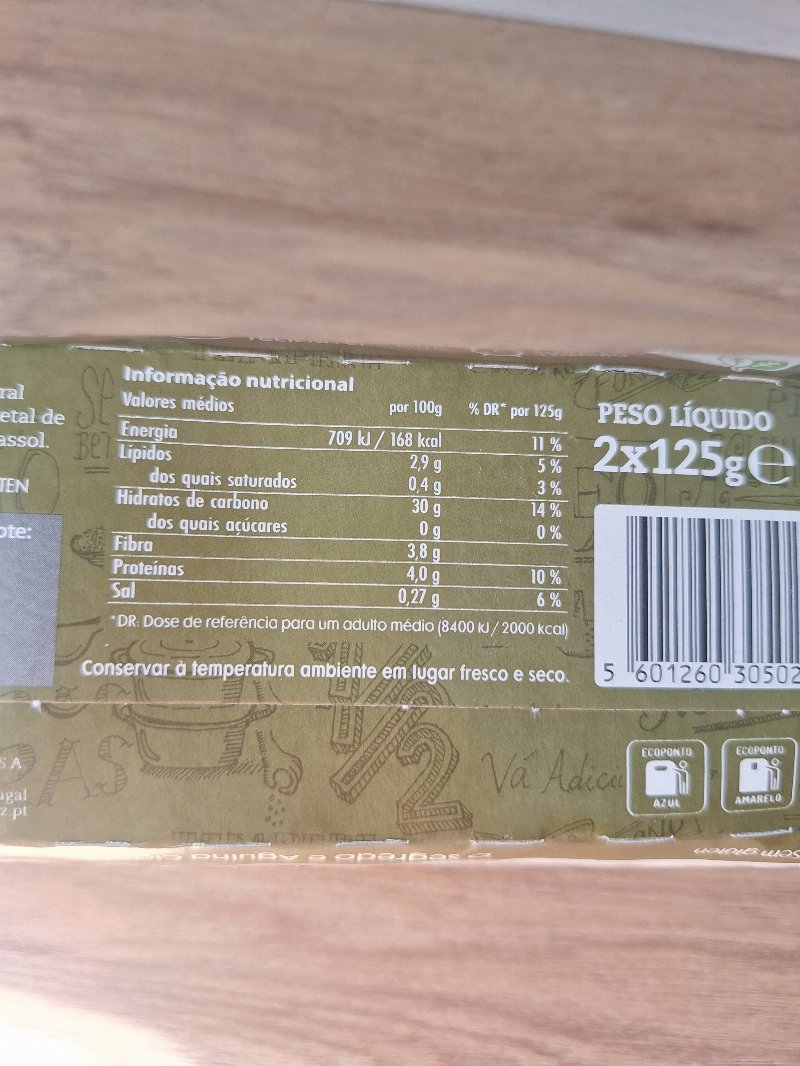 Foto da tabela nutricional