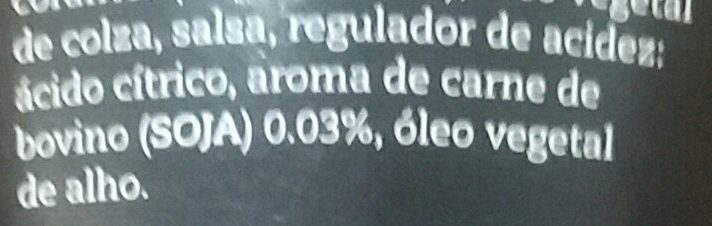 Foto da lista de ingredientes