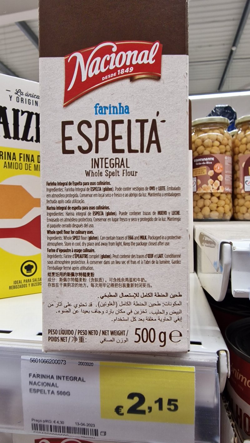 Foto da lista de ingredientes