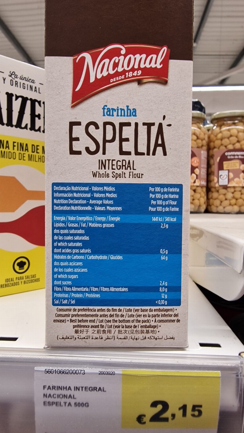 Foto da tabela nutricional