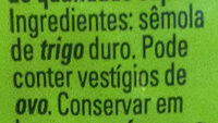 Foto da lista de ingredientes