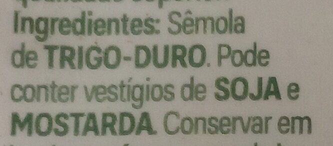 Foto da lista de ingredientes