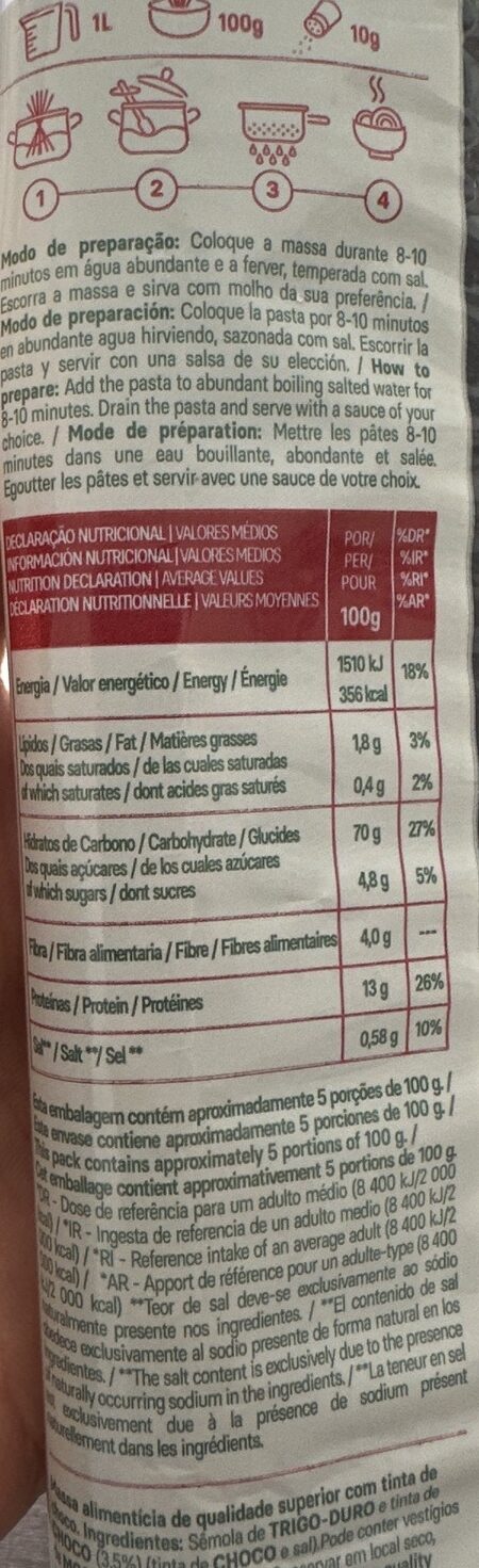 Foto da tabela nutricional