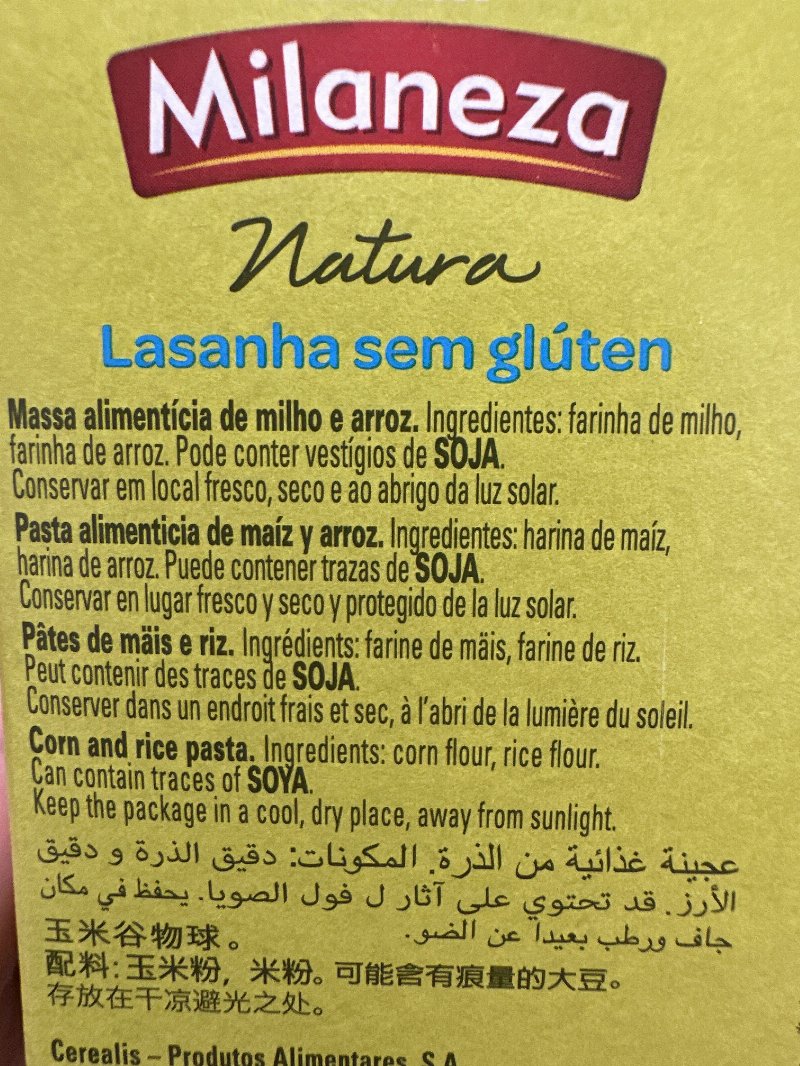 Foto da lista de ingredientes