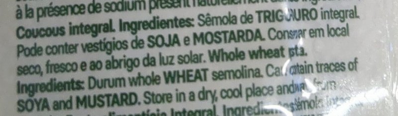 Foto da lista de ingredientes