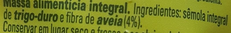 Foto da lista de ingredientes