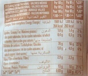 Foto da tabela nutricional