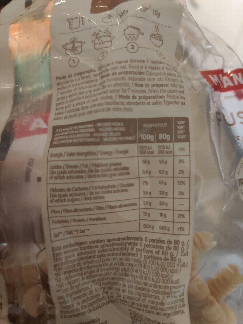 Foto da tabela nutricional