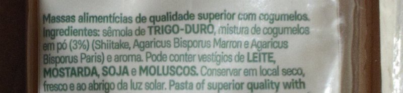 Foto da lista de ingredientes