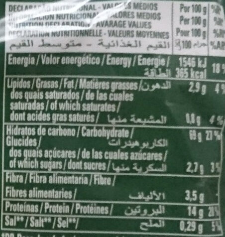 Foto da tabela nutricional