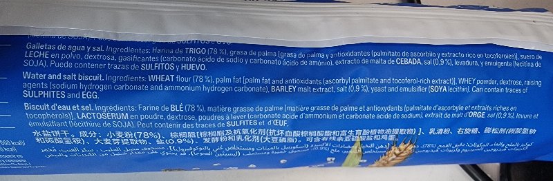 Foto da lista de ingredientes