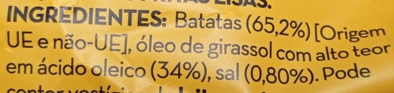Foto da lista de ingredientes