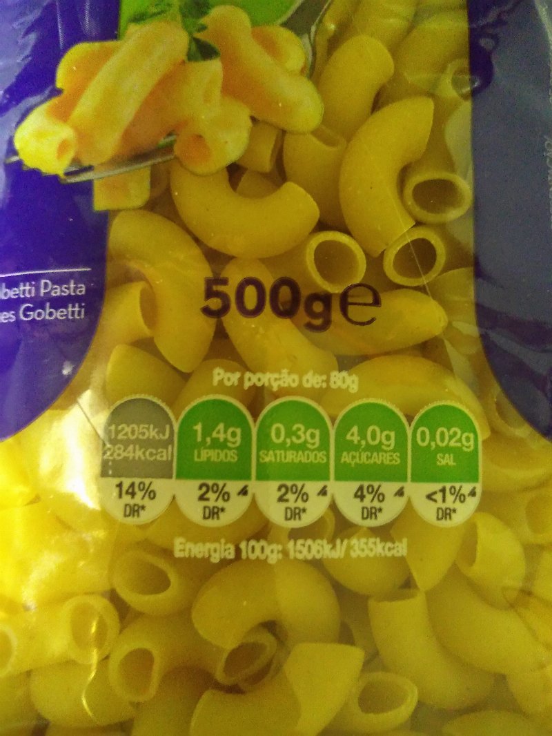 Foto da tabela nutricional