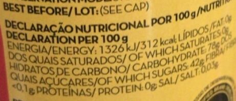 Foto da tabela nutricional