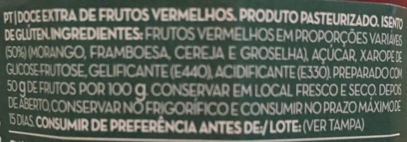 Foto da lista de ingredientes