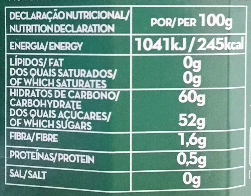 Foto da tabela nutricional