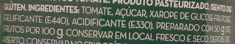 Foto da lista de ingredientes
