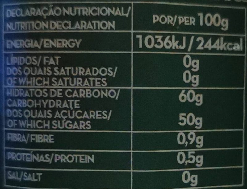 Foto da tabela nutricional