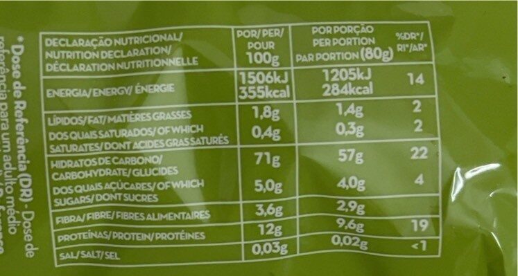 Foto da tabela nutricional