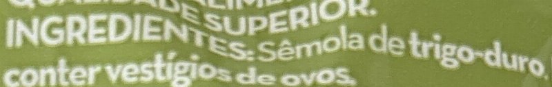 Foto da lista de ingredientes