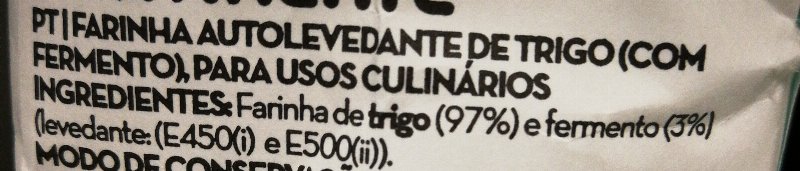 Foto da lista de ingredientes