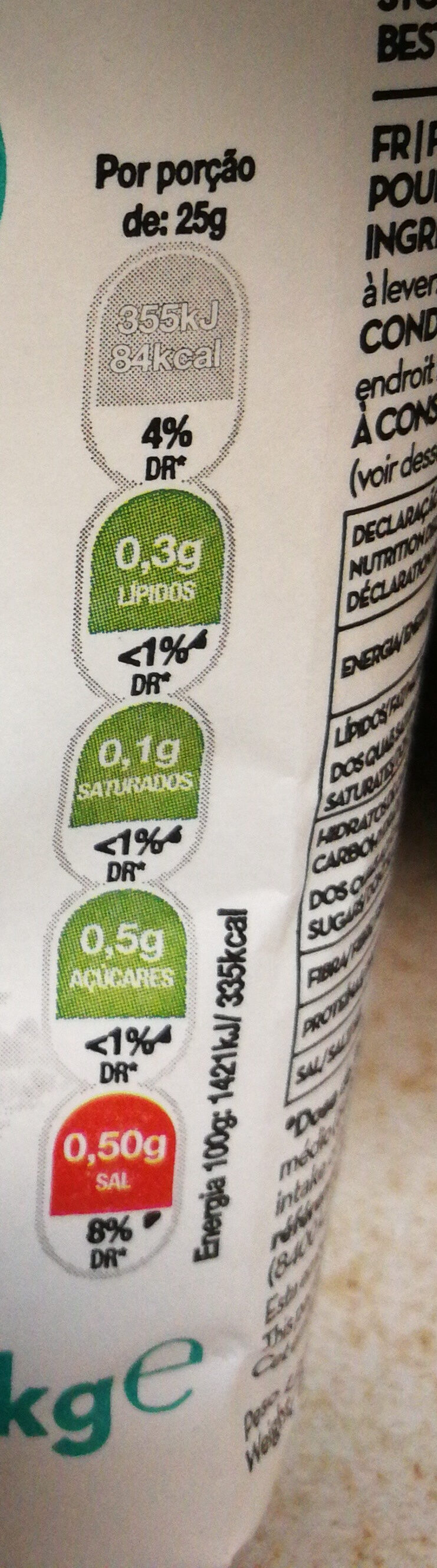 Foto da tabela nutricional