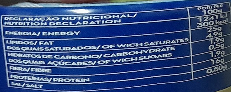 Foto da tabela nutricional